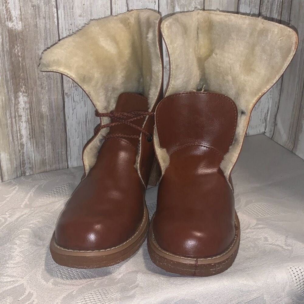 NWOT Vintage Sears Cognac Brown Shearling Boots Women’s Size 8.5‎ B - Picture 7 of 15